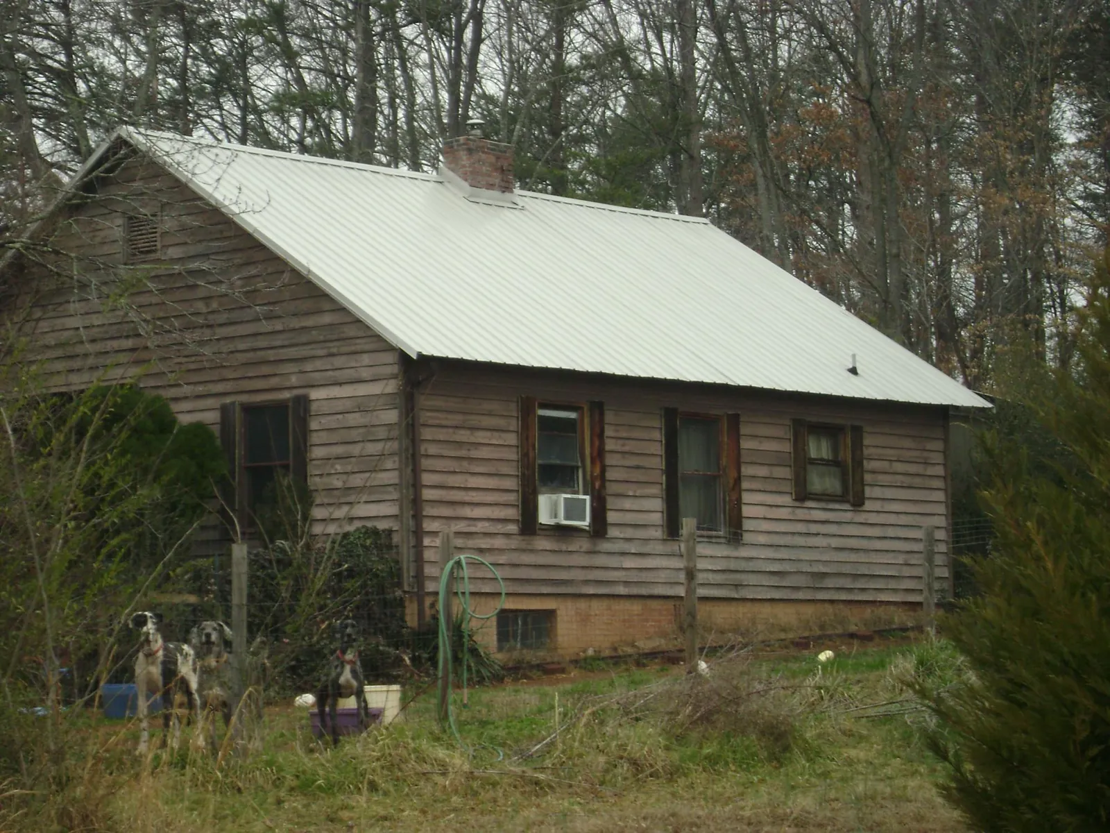 White metal roof on an old wood sided farmhouse, from a Asphalt Shingle Roof Repair job in Wilkesboro